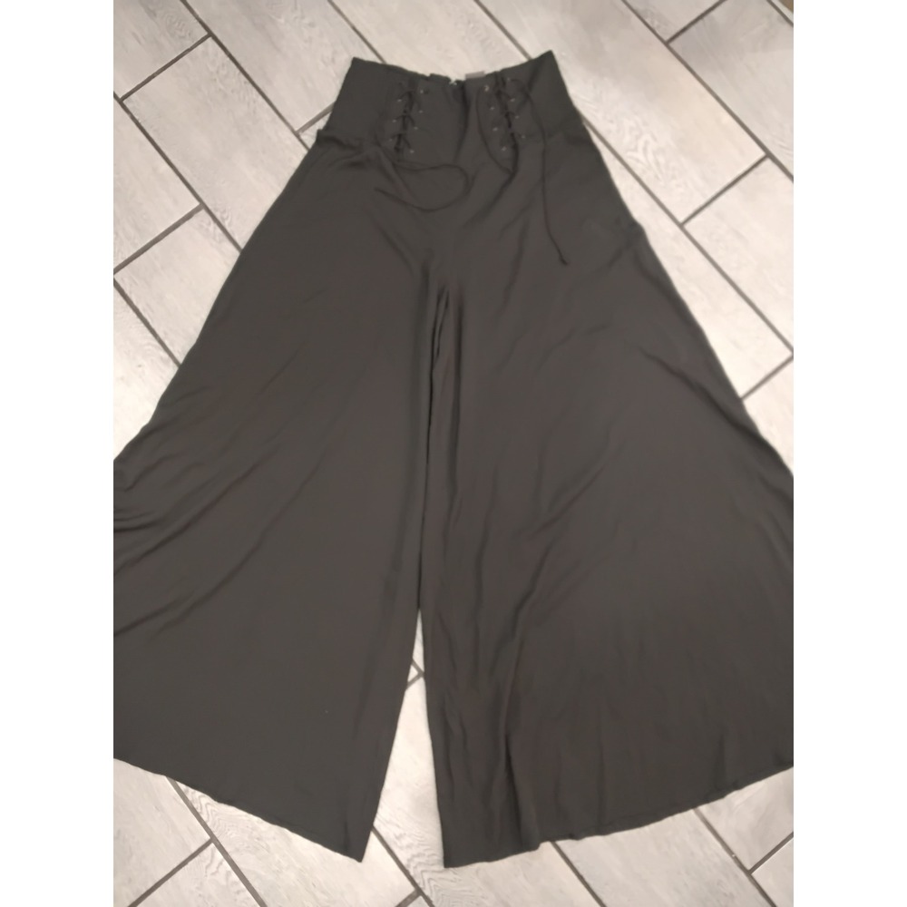 Sparkle & Fade Black Lace Up Corset High Waist Wide Leg Palazzo Pants Size 10